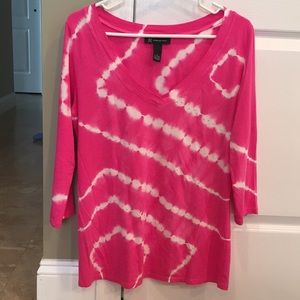Pink tie dye 3/4 sleeve INC shirt size large.